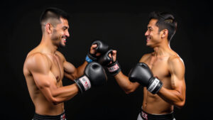 Comparativo entre luvas de boxe e muay thai masculinas.