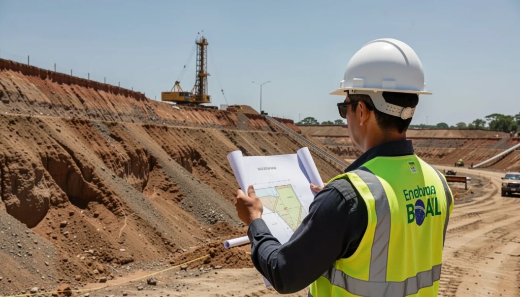 Engenheiro civil analisando encosta antes de construção